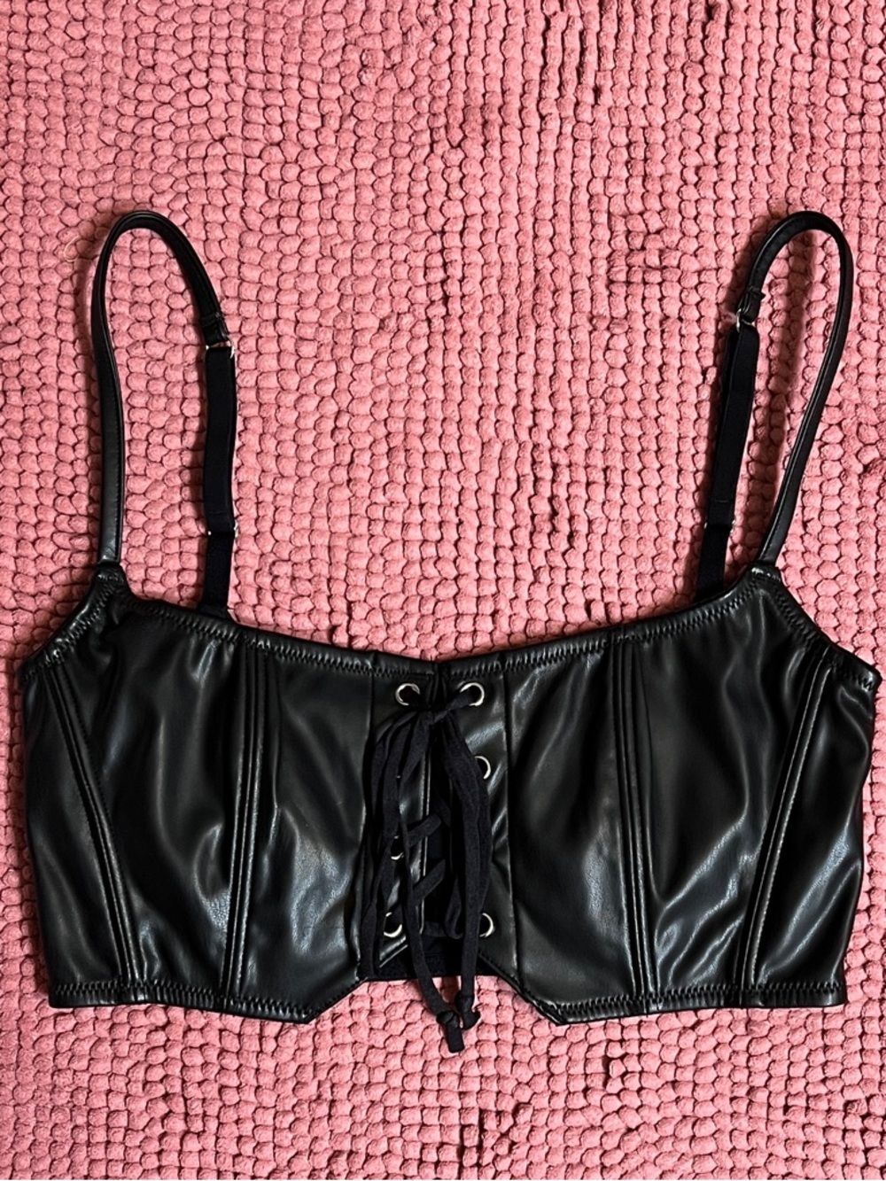 Urban Outfitters Black Faux Leather Corset Top